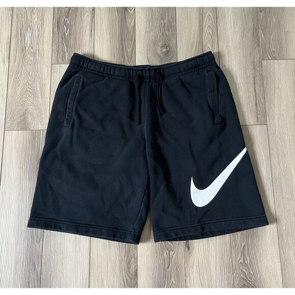 Nike Black Athletic Fleece Sweat Shorts Big Swoosh Men’s Size Large 10” Inseam - Picture 1 of 9